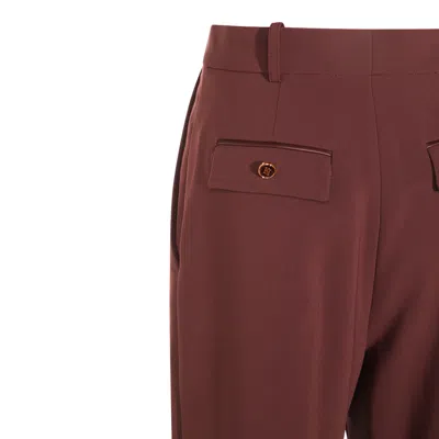 Elisabetta Franchi Trousers With Front Pleats And Belt Loops In Burgundy