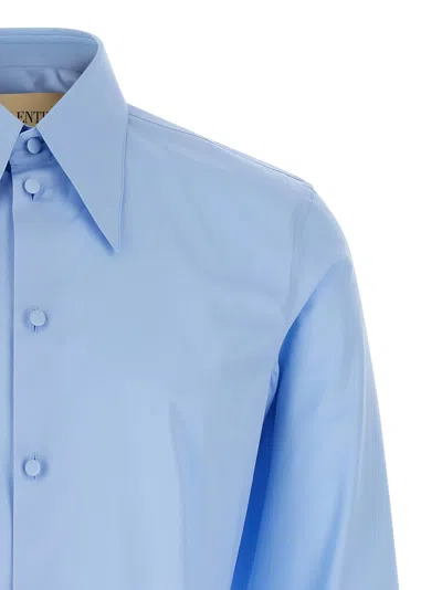 Valentino Long Sleeve Poplin Shirt Featuring Collar In Blue