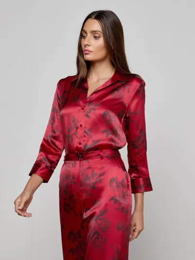 L'agence Dani Silk Blouse In Red