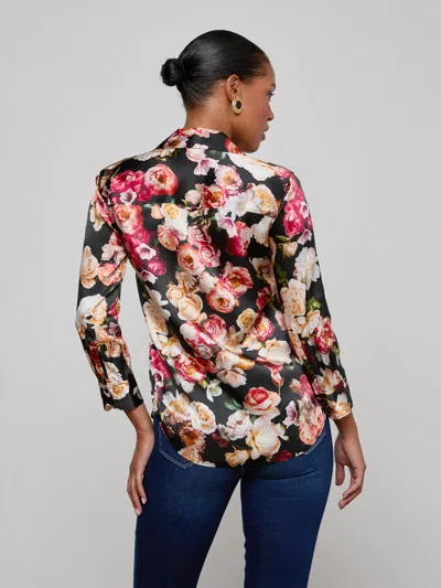 L'agence Dani Floral Print Silk Button-up Shirt In Multi