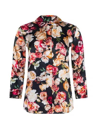 L'agence Dani Floral Print Silk Button-up Shirt In Multi