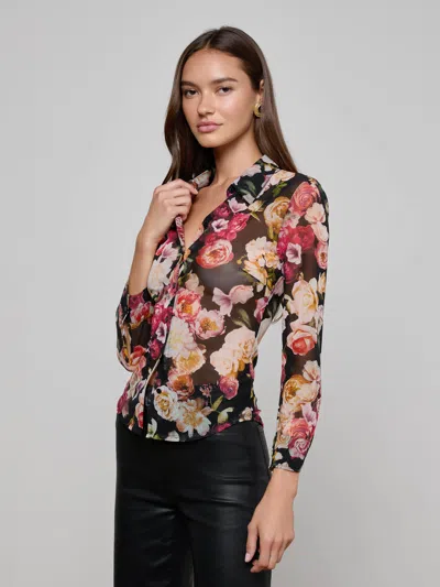 L'agence Dani Floral Print Silk Button-up Shirt In Multi