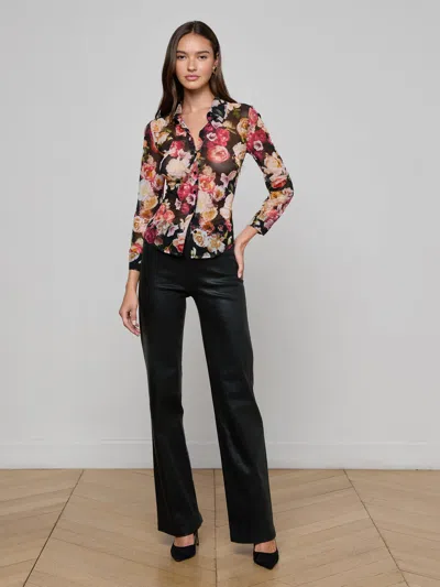 L'agence Dani Floral Print Silk Button-up Shirt In Multi