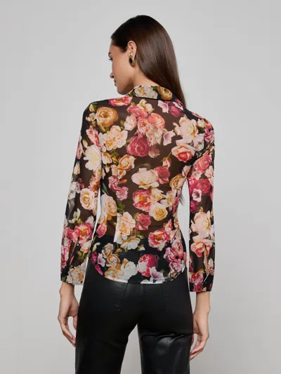 L'agence Dani Floral Print Silk Button-up Shirt In Multi