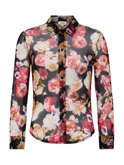 L'agence Dani Floral Print Silk Button-up Shirt In Multi