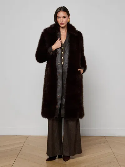 L'agence Irisa Faux Fur Coat In Brown