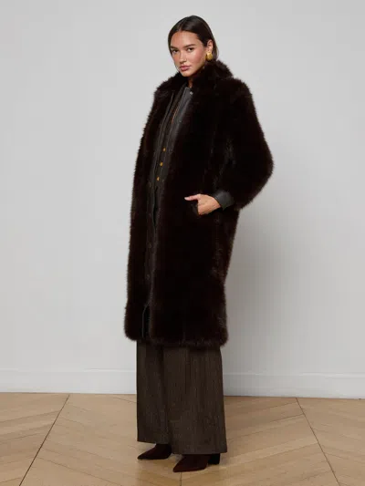 L'agence Irisa Faux Fur Coat In Brown