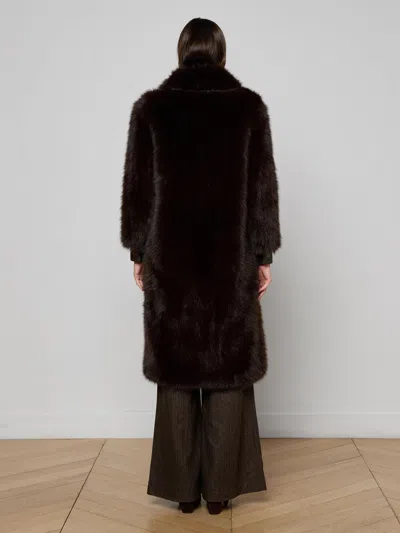 L'agence Irisa Faux Fur Coat In Brown