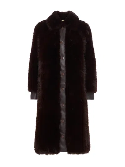 L'agence Irisa Faux Fur Coat In Brown