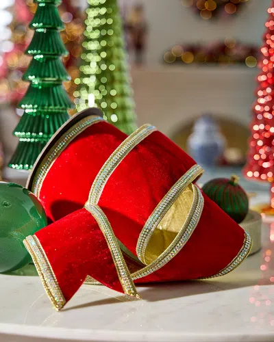 D. Stevens Velvet Crystal Side Trim Ribbon, 4" X 5 Yards