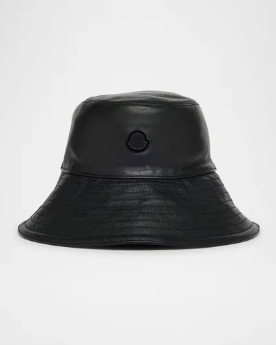 Moncler Genius X Ee72 By Edward Enninful Leather Bucket Hat In Black