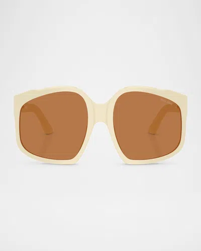Miu Miu Mu A07sf Acetate Square Sunglasses In Neutral