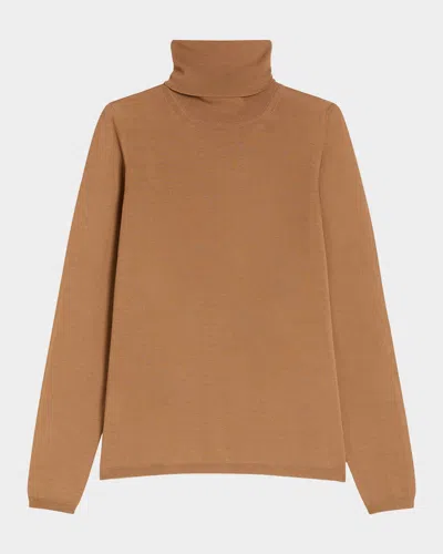 Max Mara Saluto Virgin Wool Turtleneck Sweater In Brown