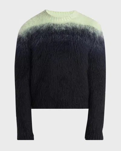 Jil Sander Black Mohair Jacquard Crewneck Sweater In Black