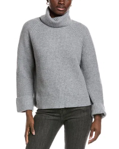 Forte Cashmere Luxe Rib Turtleneck Wool & Cashmere-blend Sweater In Gray