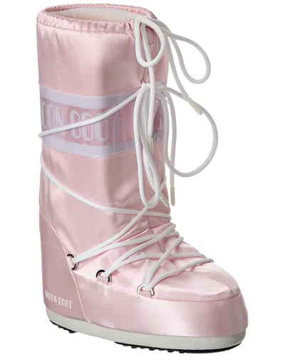 Moon Boot Lace-up Boots With Icon Logo Print In Pink