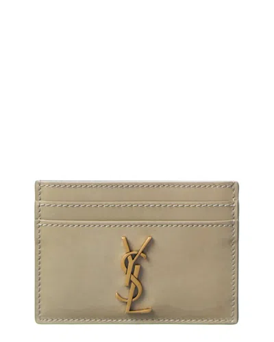 Saint Laurent Cassandre Patent Card Holder In Brown