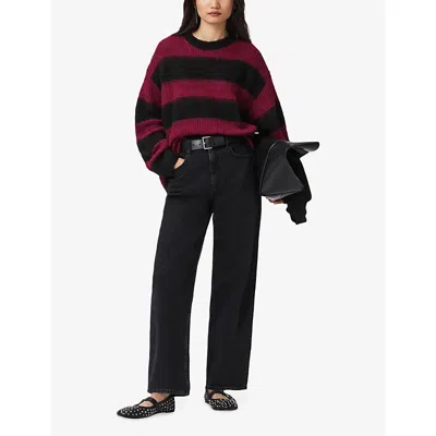 Allsaints Onyx Striped Long-sleeve Sweater In Black