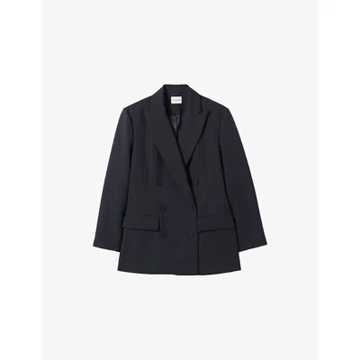 Claudie Pierlot Womens Dual-color Double-breasted Tailored Woven Jacket In Blue