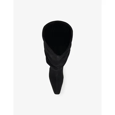 Dune Womens Black Suede Saunders Suede Knee-high Heeled Boots Eur 39 / 6 Uk In Black