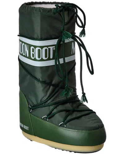 Moon Boot Olive Green Fabric Icon Boots In Animal Print