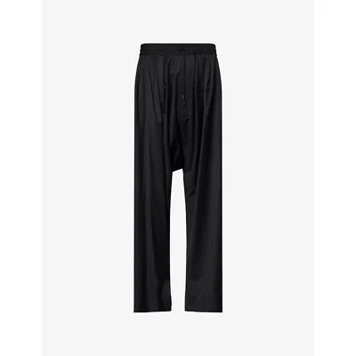 Vivienne Westwood Mens Black Balloon Drawstring-waist Wool Trousers In Black