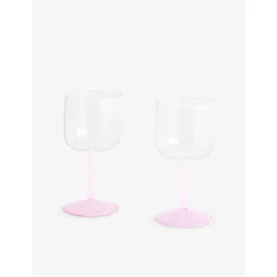 Hay Jade Pink And Light Pink Tint Wine Borosilicate Glass Set Of Two In Pink