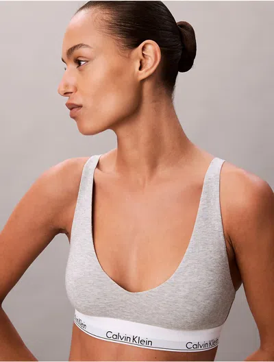 Calvin Klein Icon Cotton Modal Unlined Bralette In Gray