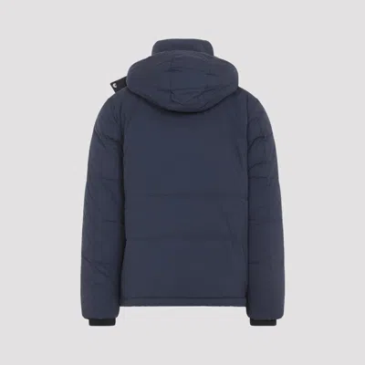 Paul Smith Padded Brown Polyamide Jacket With Detachable Hood And Ribbed Cuffs In Blue