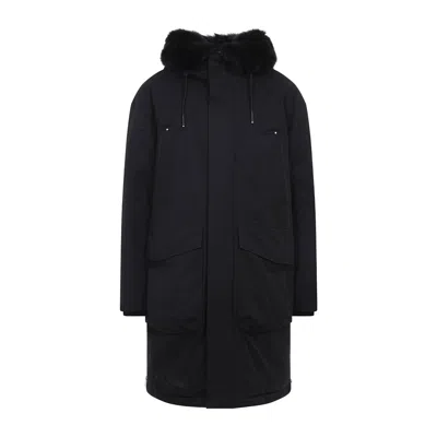 Moose Knuckles Feather Down Insulated Black Parka With Plush Fur-lined Hood In Black