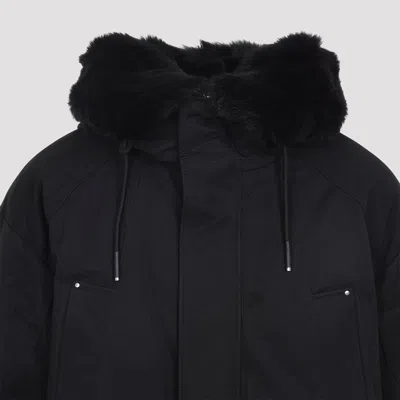 Moose Knuckles Feather Down Insulated Black Parka With Plush Fur-lined Hood In Black