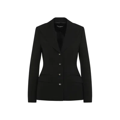 Dolce & Gabbana Single-breasted Wool Blazer In Black