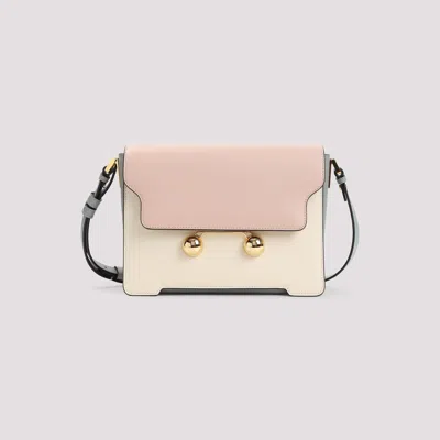 Marni Light Pink, White And Grey Leather Trunkaroo Medium Shoulder Bag