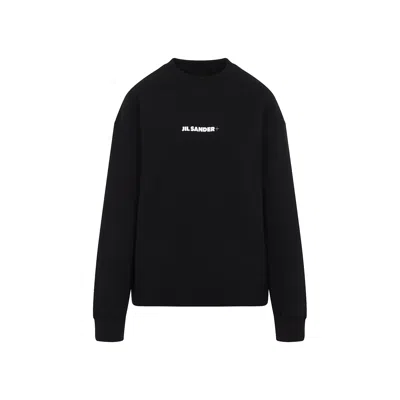 Jil Sander Oversized Crewneck Sweatshirt With Front Logo In Black