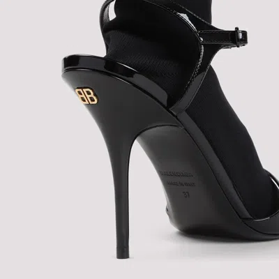 Balenciaga Avenue Sock Black Sandal In Patent Leather And Mesh