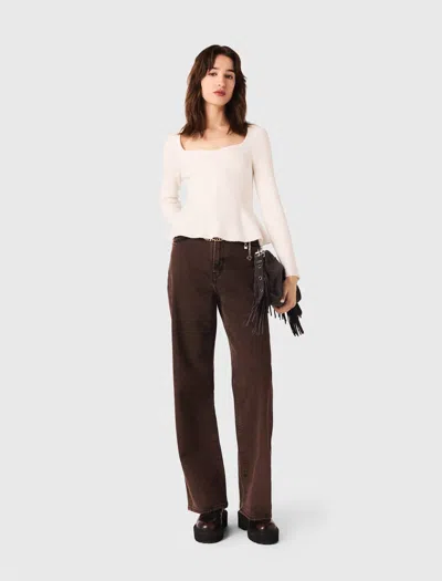 Maje Pantin High Rise Bootcut Jeans In Brown In White