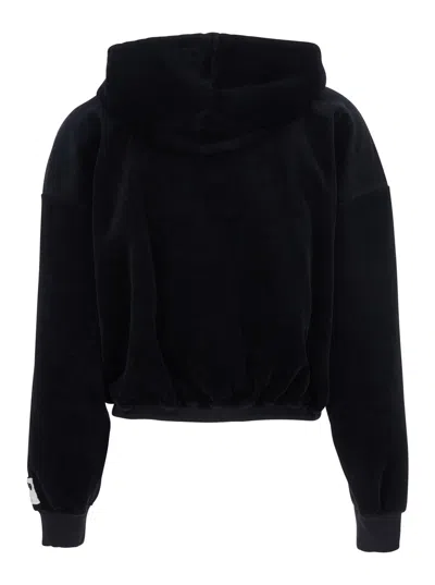 Golden Goose Black Sweatshirt With Fixed Hood And Logo Patch On The Sleeve In Cotton Blend Woman In Multi