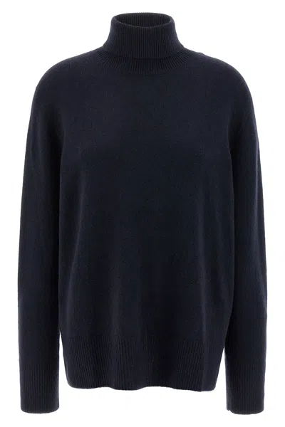 The Row Turtleneck Sweater With Ribbed Collar And Cuffs In Blue