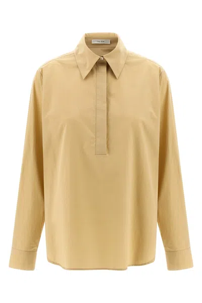 The Row Collared Long Sleeve Button Front Shirt In Yellow