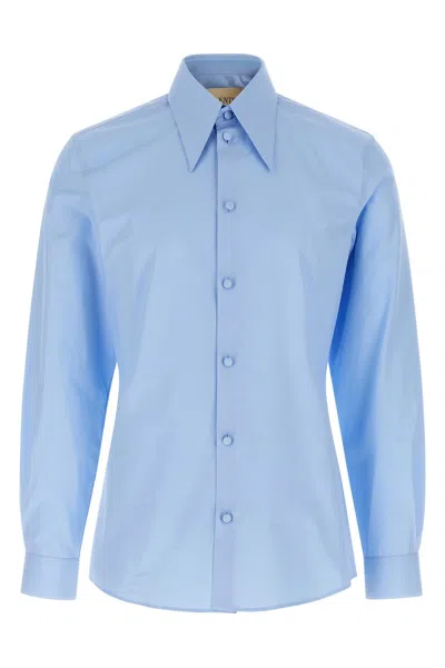 Valentino Long Sleeve Poplin Shirt Featuring Collar In Blue