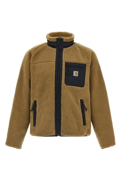 Carhartt Liner Jacket With High Collar And Pockets In Brown