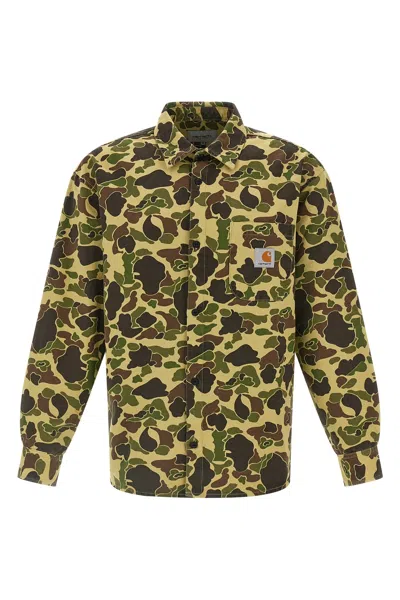 Carhartt Camouflage Patterned Button-down Collar Shirt In Yellow