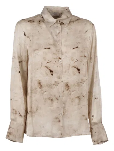 Peserico Flowing Blouse In Light Beige In White