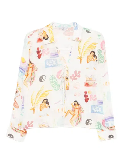 Rails Bathing Ladies Elm Tie-front Linen Top In Multi