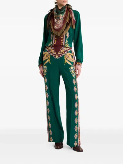 Etro Printed Trousers In Green