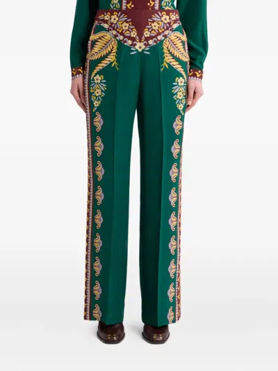Etro Printed Trousers In Green