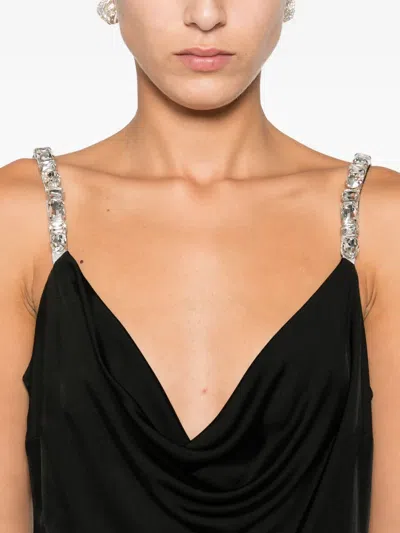 David Koma Crystal-embellished Cowl-neck Dress In Black