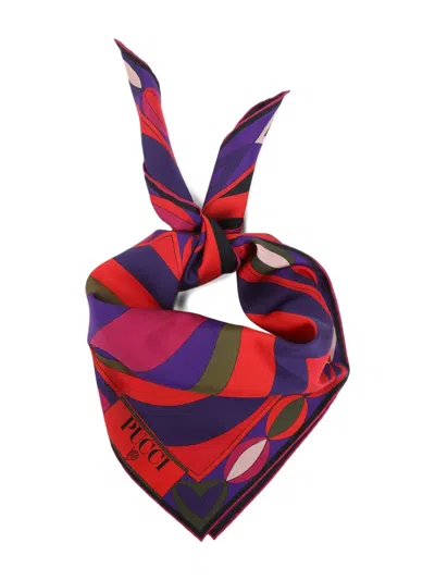 Pucci Geometric-pattern Silk Scarf In Blue