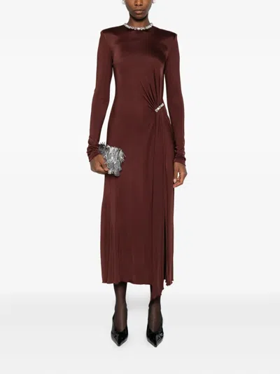 David Koma Crystal-embellished Draped Dress In Burgundy