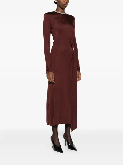 David Koma Crystal-embellished Draped Dress In Burgundy